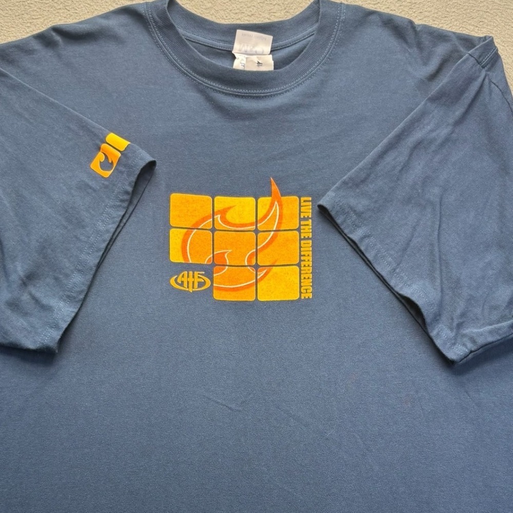 VTG Acquire The Fire ATF Blue Flame Box XL Christian Youth Conference Tee‎ Y2K